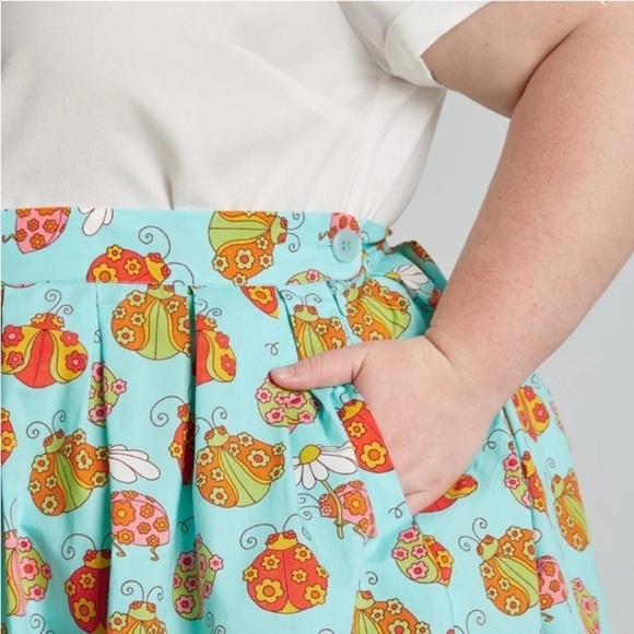 MODCLOTH X Marisol Ladybug Pleated Swing Skirt NEW Novelty - Picture 2 of 11